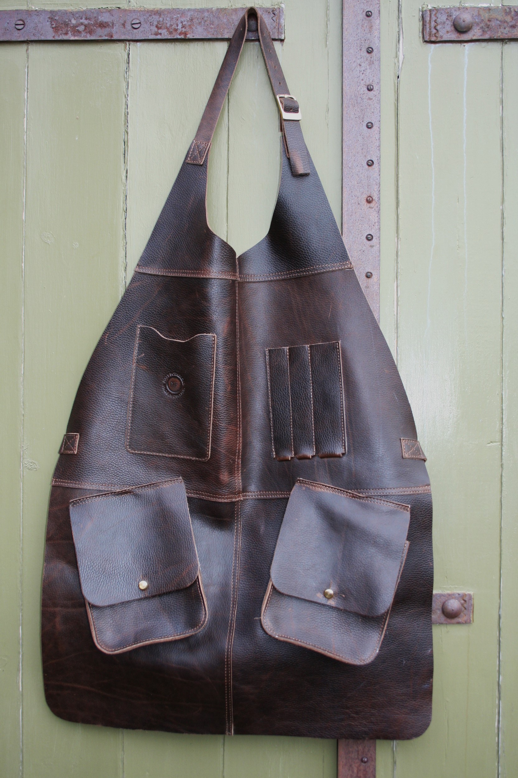 The Apron In Tumbled Brown 2mm Waterproof Leather  Offcuts